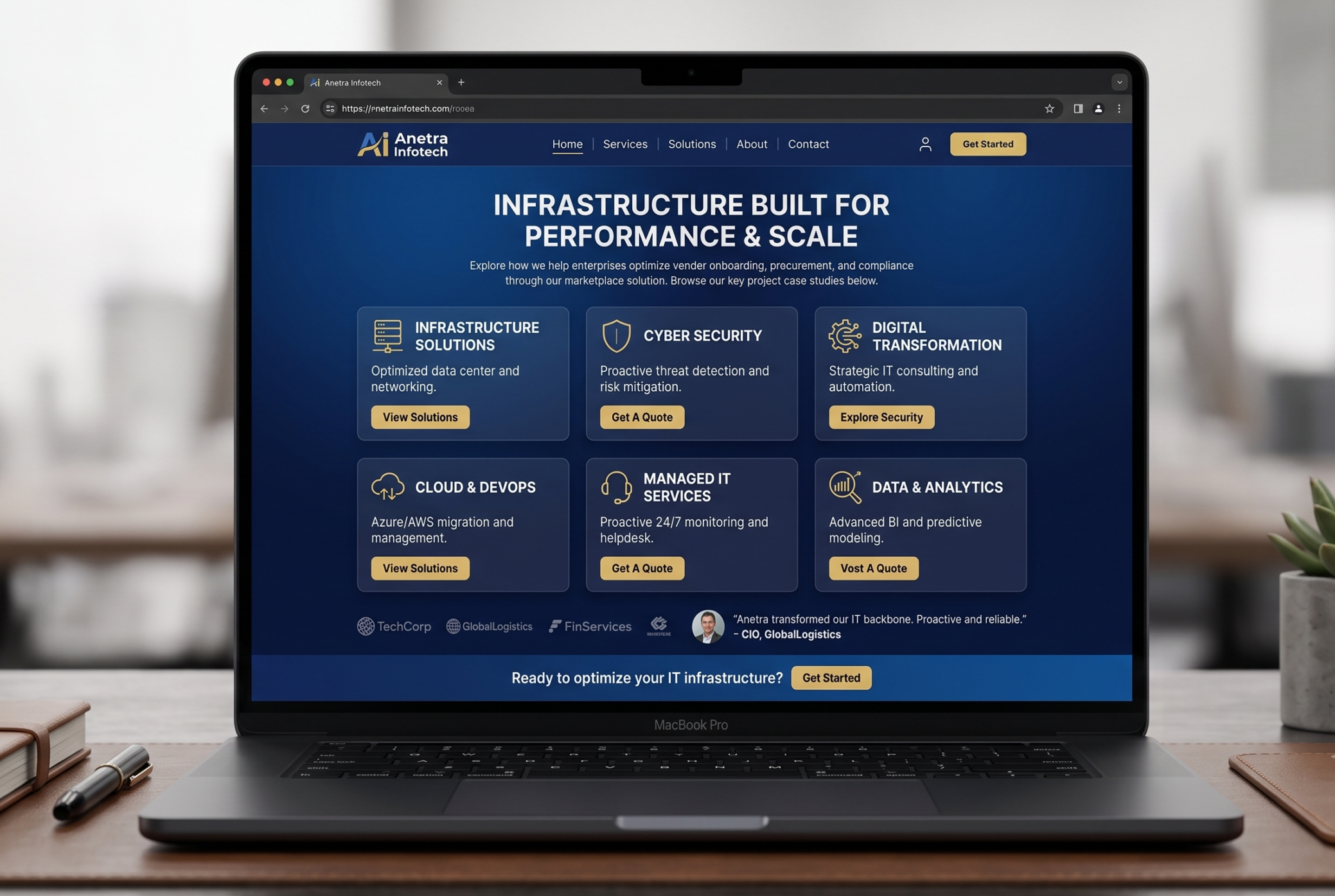 Illustrative graphic representing the Anetra Infotech IT services website